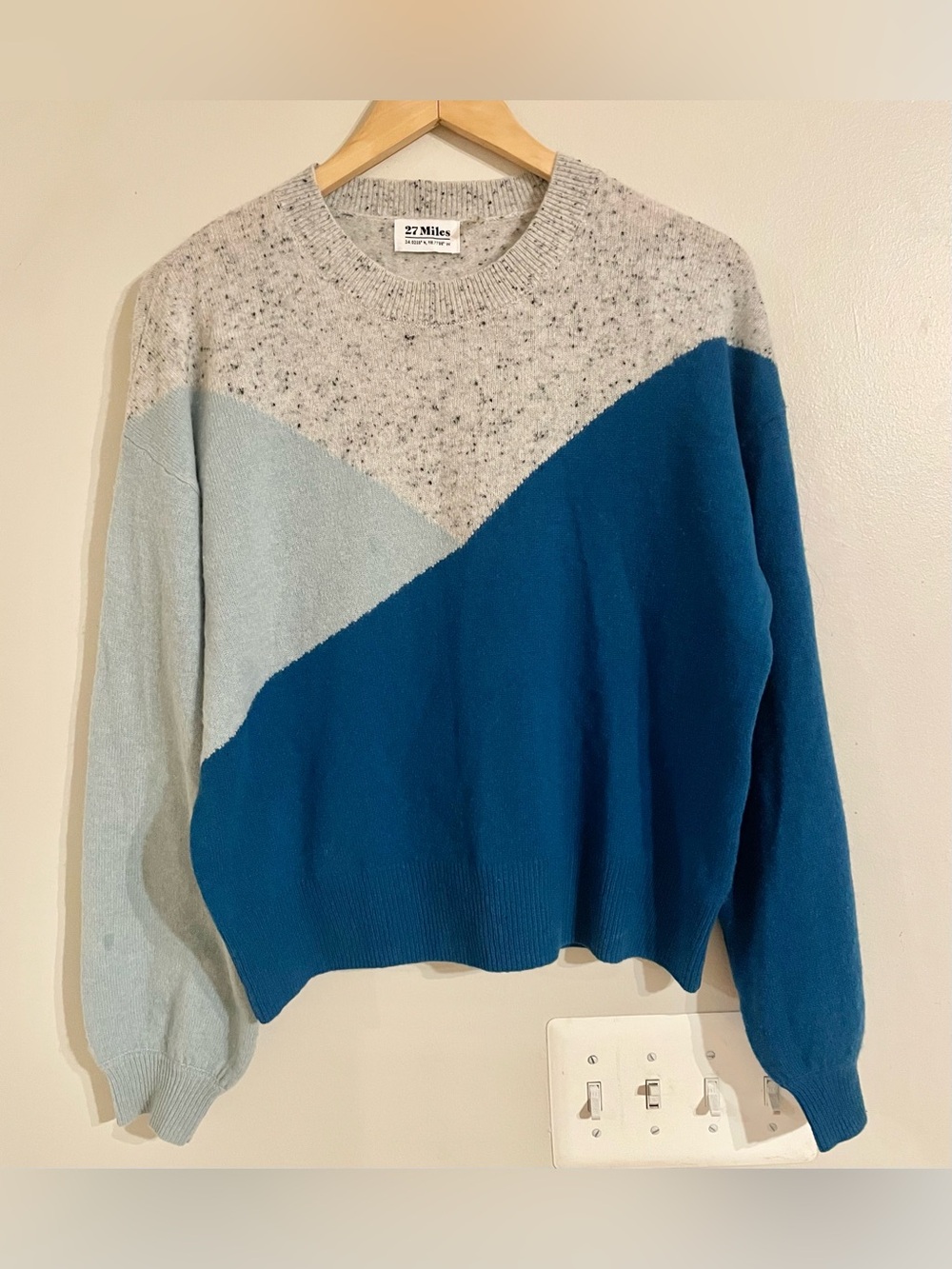 27 MILES MALIBU Multicolor 100% Cashmere Sweater Sz Medium - EUC